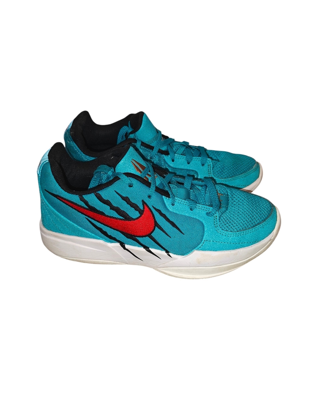 Nike Ja 2 "Scratch" Basketball Sneakers in a Rapid Teal Red colorway 6Y